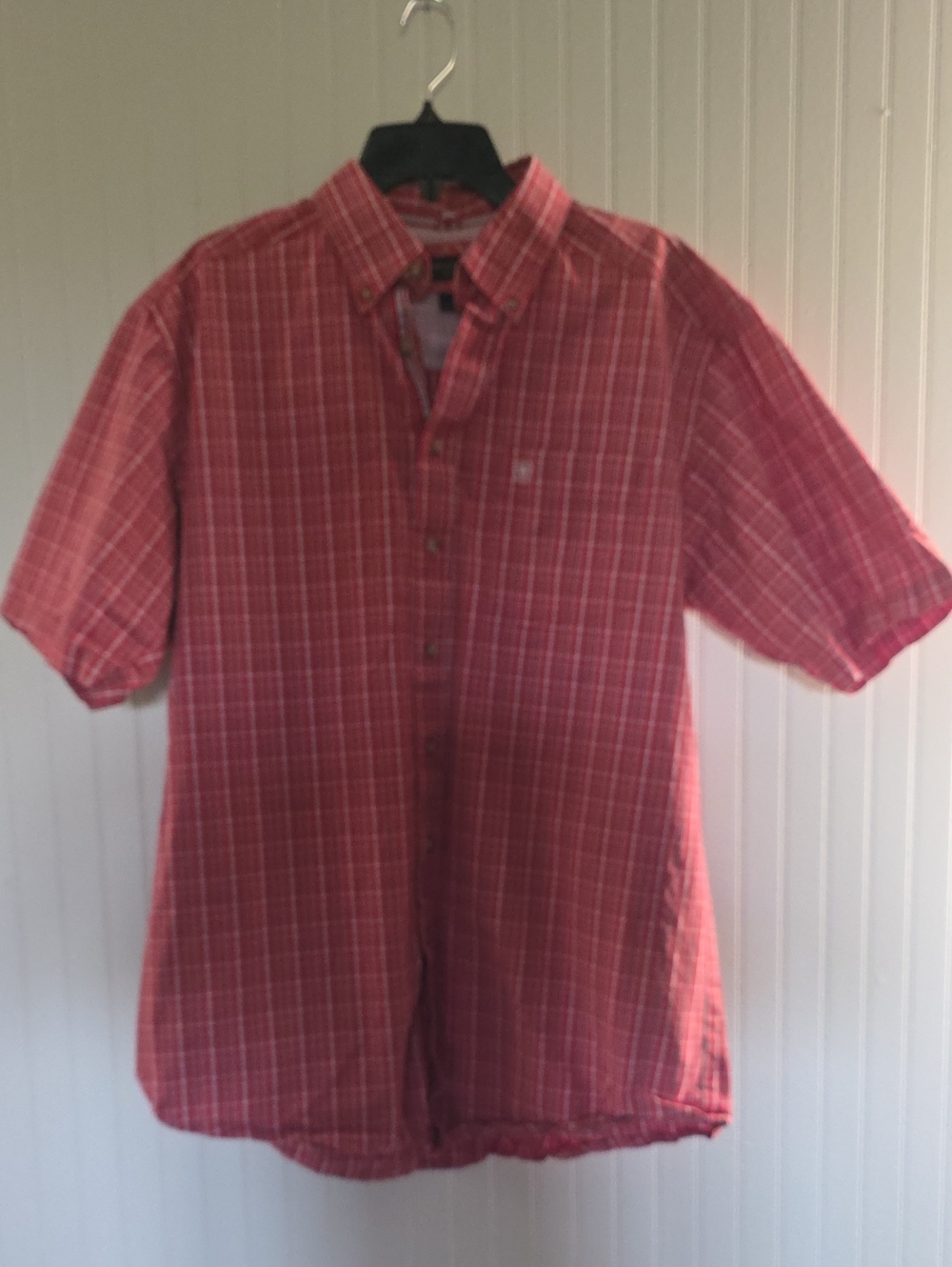 Ariat Red Plaid Short-Sleeve Button-Down Shirt Large